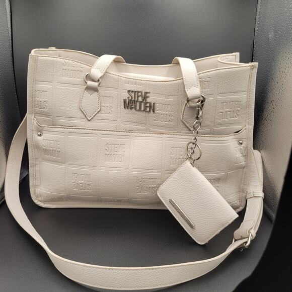 Steve Madden Handbags - Steve Madden Bsidra Large Crossbody Tote Bag in Ivory